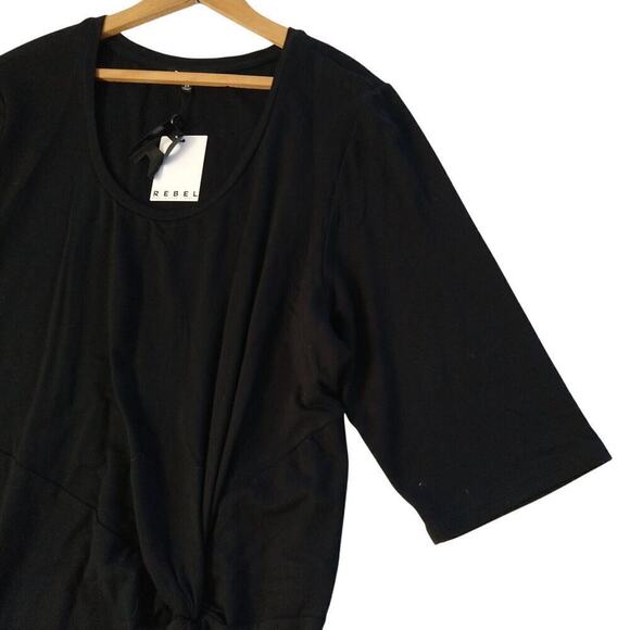 Rebel Wilson X Angels Black Sheath Dress Plus Size 2X NWT Stretch Ruched Scoop - Picture 3 of 8